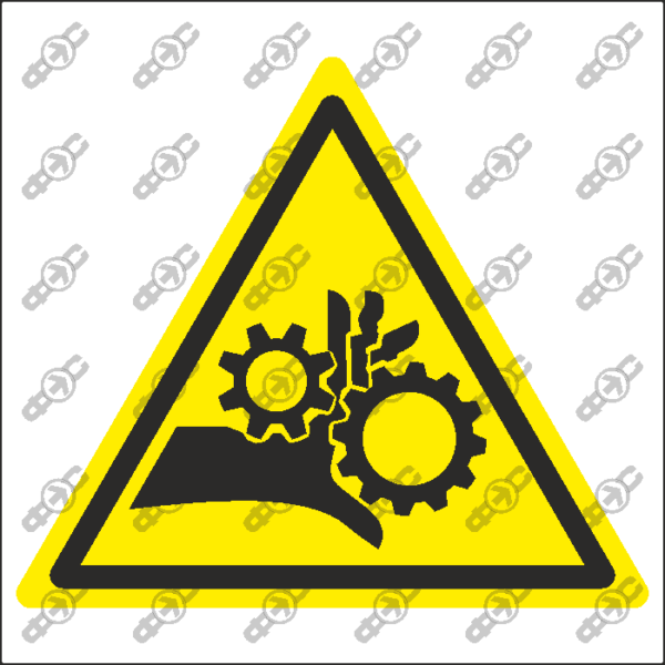 Знак W55 — Опасность попадания рук в рабочие части механизма (шестеренки)