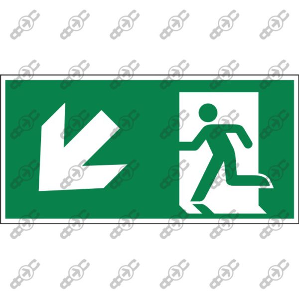 Знак А225/Е001 - Эвакуационный выход (слева) / Emergency exit (left)