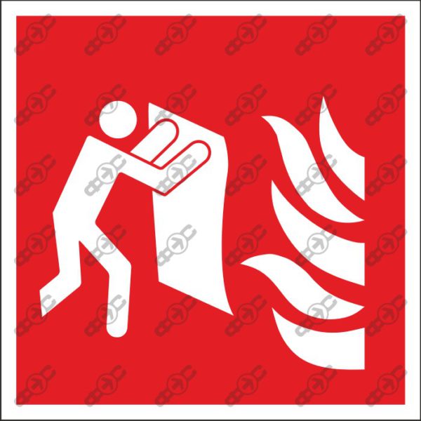 Знак F016 - Огнезащитное покрывало / Fire blanket