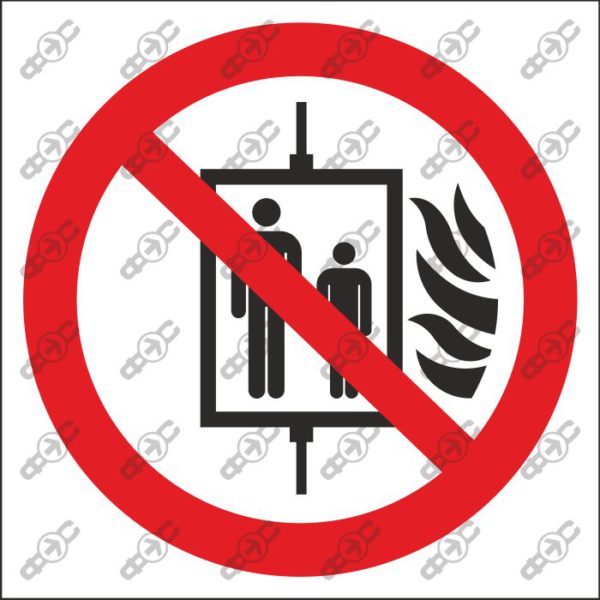 Знак P020 - Не использовать лифт в случае пожара