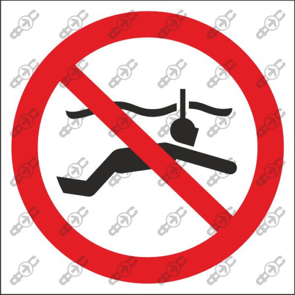 Знак P050 - Ныряние с маской и трубкой запрещено / No snorkelling