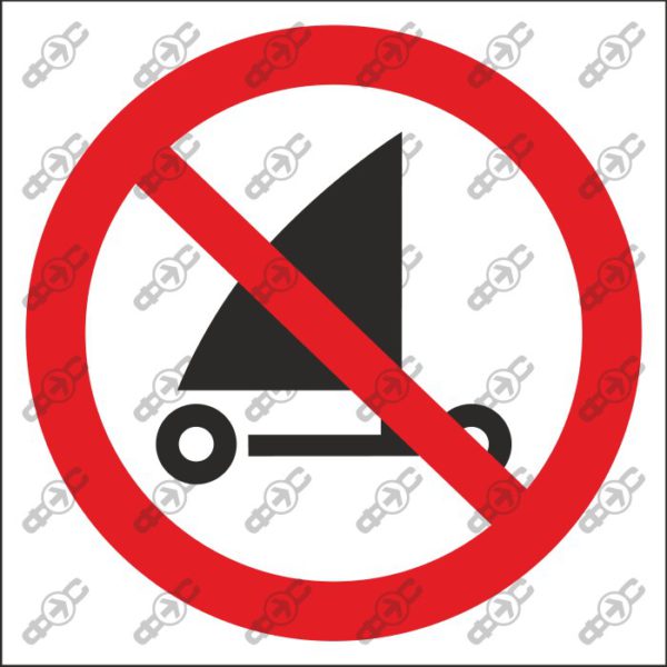 Знак P067 - Катание на сухопутных яхтах запрещено / No sand yachting