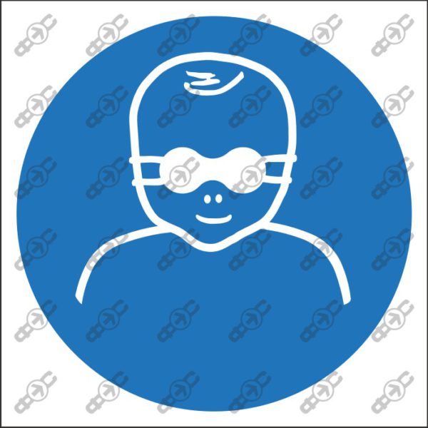 Знак M025 - Защитить глаза младенца непрозрачными защитными очками