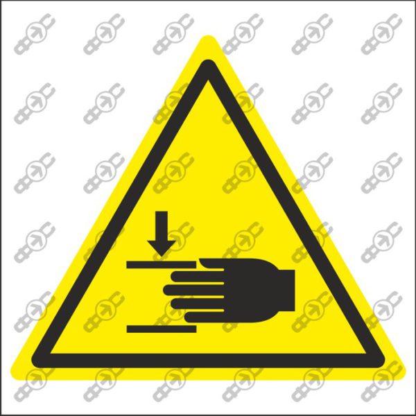 Знак W024 - Возможно травмирование рук / Crushing of hands