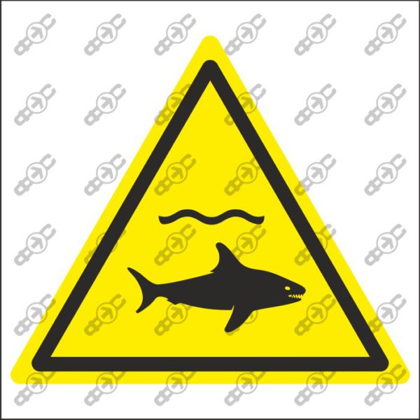 Знак W054 - Осторожно! Акулы / Warning; Sharks