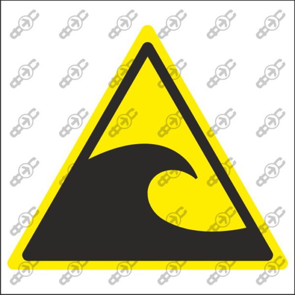 Знак W056 - Осторожно! Зона поражения цунами
